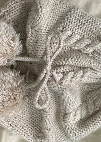 Bej Bohem Örgü Kadın Bere - Görsel 3