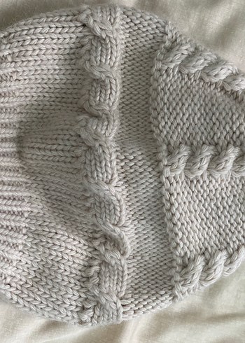 Bej Bohem Örgü Kadın Bere - Görsel 4