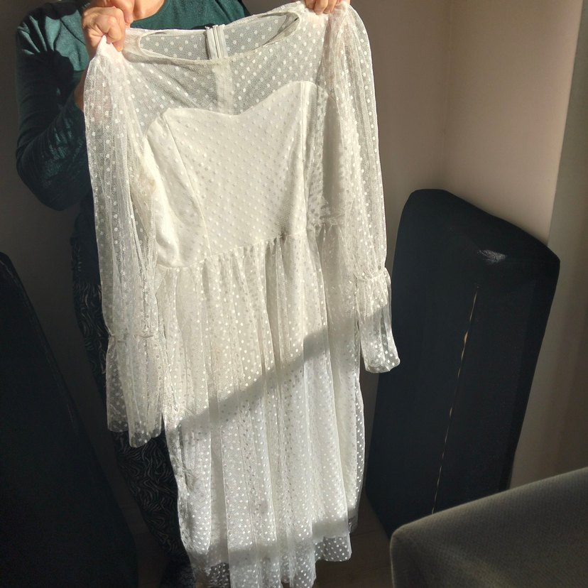 Uzun Kollu Bohem Mini Beyaz Gelinlik - Görsel 5