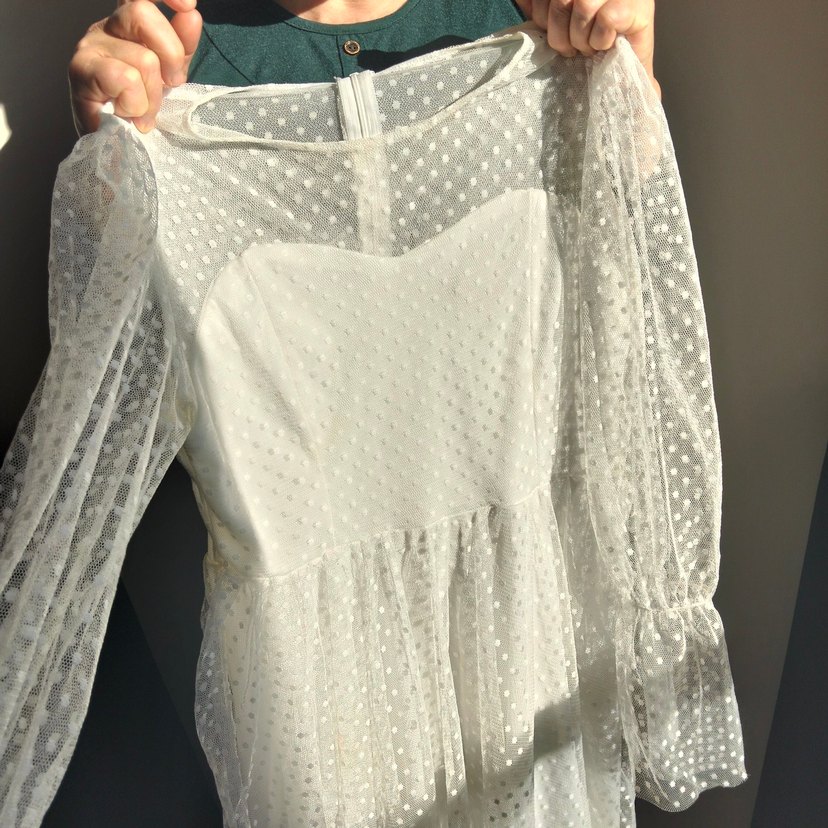 Uzun Kollu Bohem Mini Beyaz Gelinlik - Görsel 4