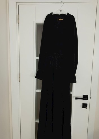 Uzun Siyah Gotik Kadın Elbise - Görsel 4