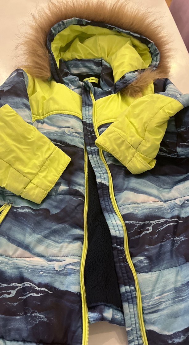 Kürk Detaylı Mavi Erkek Çocuk kayak Mont ve pantolon - Görsel 3