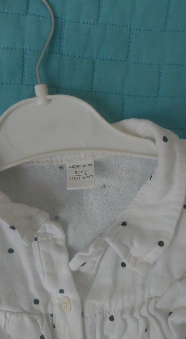 Kız Çocuk Beyaz Pamuklu Uzun Kollu Gömlek - Görsel 2