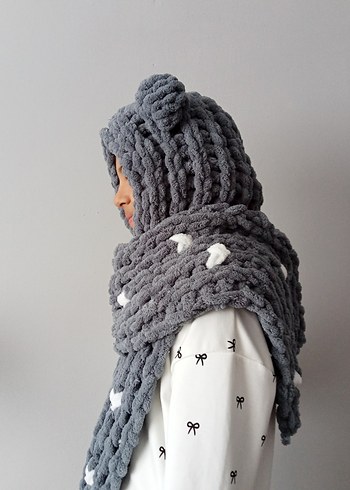 Pembe Örgü Çocuk Bere ve Atkı Seti - Görsel 6