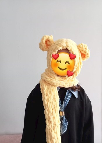 Pembe Örgü Çocuk Bere ve Atkı Seti - Görsel 2