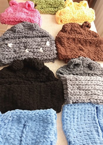 Pembe Örgü Çocuk Bere ve Atkı Seti - Görsel 8