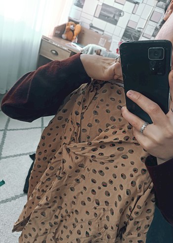 Bej Renkli Desenli Hamile Bluzu - Görsel 3