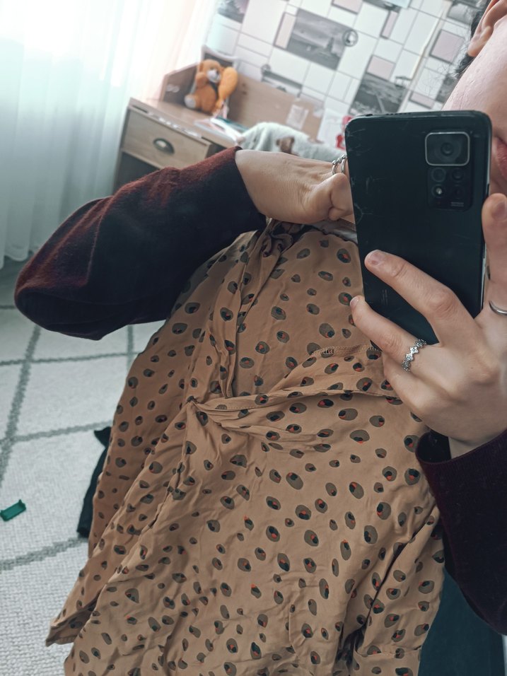 Bej Renkli Desenli Hamile Bluzu - Görsel 3