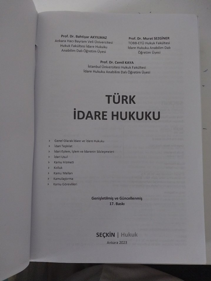 Türk İdare Hukuku 17. Baskı - Seçkin - Görsel 2