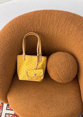 Sarı Deri Kadın Çanta Peluş Detaylı - Görsel 4