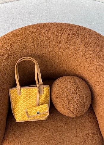 Sarı Deri Kadın Çanta Peluş Detaylı - Görsel 5