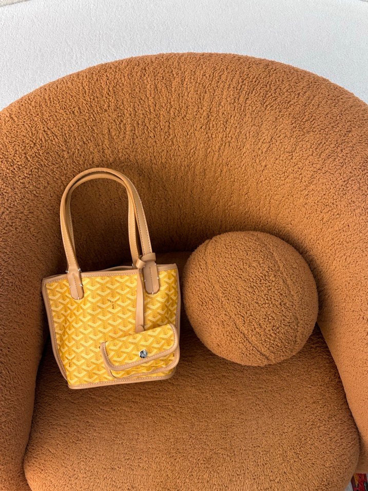 Sarı Deri Kadın Çanta Peluş Detaylı - Görsel 3