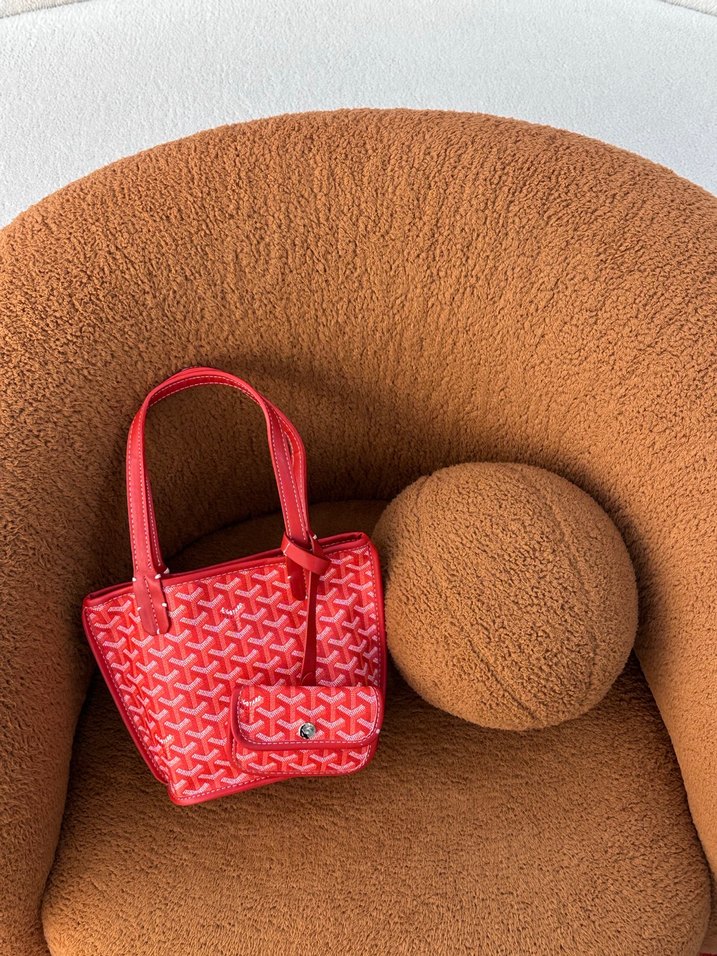 Kırmızı Baskılı Kadın Çanta - Kürk Detaylı - Görsel 3
