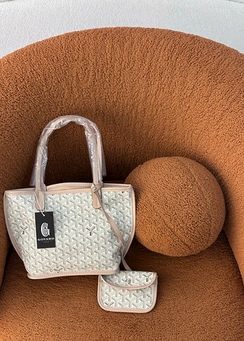 Bej Baskılı Kadın Çanta ve Mini Cüzdan - Görsel 2