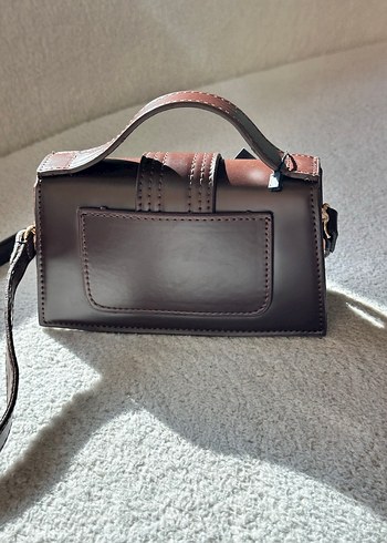 Burgundy Deri Kadın El Çantası - Görsel 6