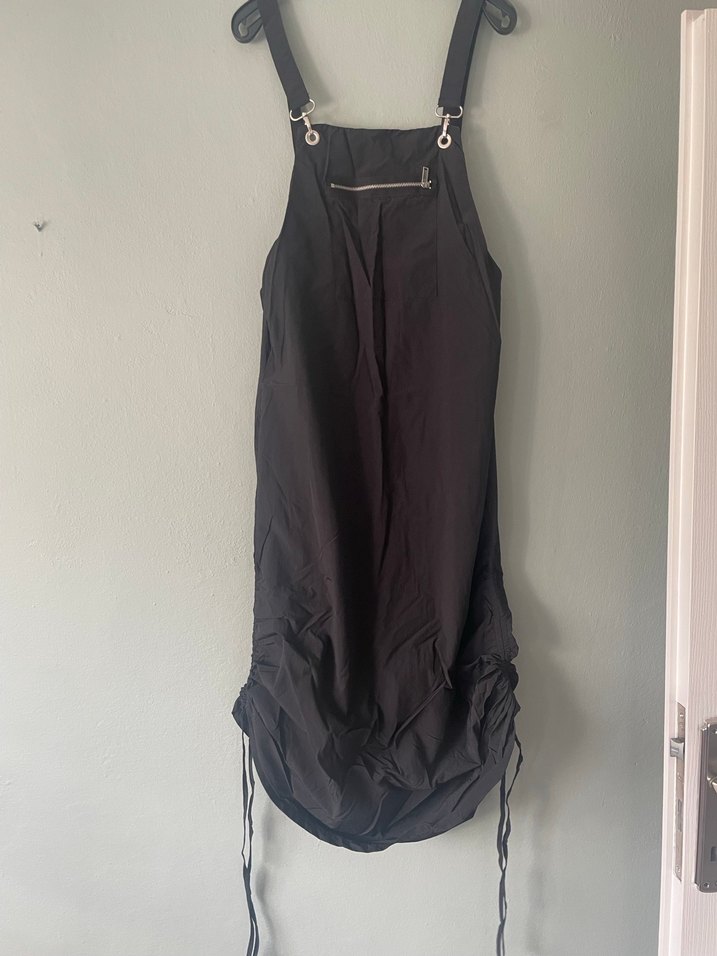 Siyah Uzun paraşüt Askılı Tulum - Görsel 2