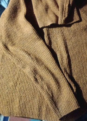 Kahverengi Uzun Kollu Örgü Kadın Triko - Görsel 2