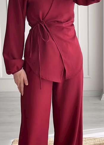 Bordo Uzun Kollu Kadın Takım - Görsel 2