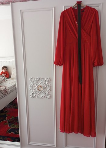 Beyaz Uzun Kollu Drape Detaylı Kadın Gelinlik - Görsel 3