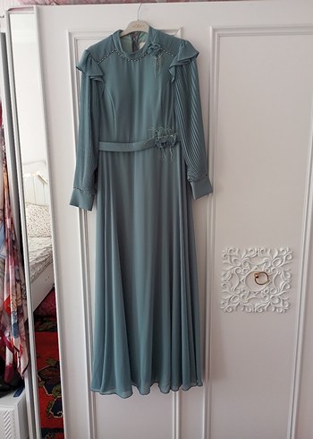 Beyaz Uzun Kollu Drape Detaylı Kadın Gelinlik - Görsel 2