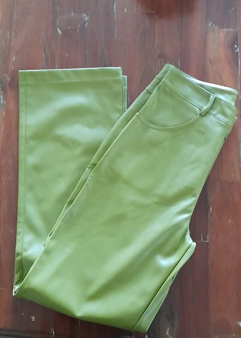 AÇİK YEŞİL DERİ KADIN PANTOLON - Görsel 4