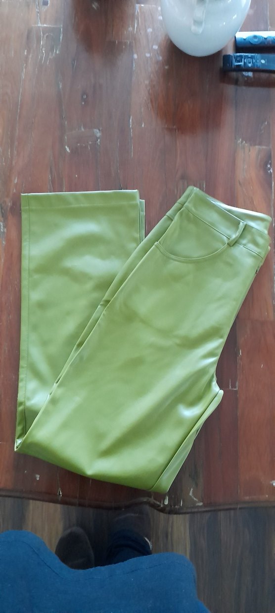 AÇİK YEŞİL DERİ KADIN PANTOLON - Görsel 4