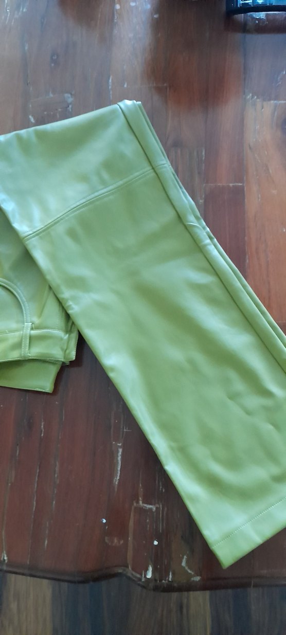 AÇİK YEŞİL DERİ KADIN PANTOLON - Görsel 3