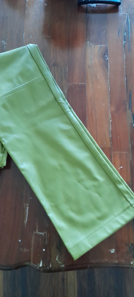 AÇİK YEŞİL DERİ KADIN PANTOLON - Görsel 5