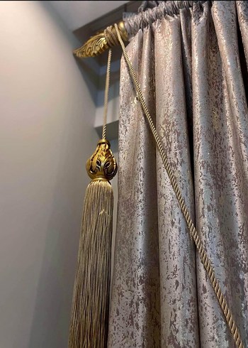 Nakışlı Bej Gri Klasik Perde - Görsel 3