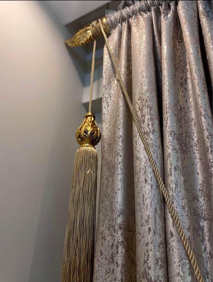Nakışlı Bej Gri Klasik Perde - Görsel 3