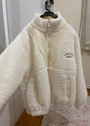 Beyaz Peluş Kadın Kışlık Ceket - Görsel 2