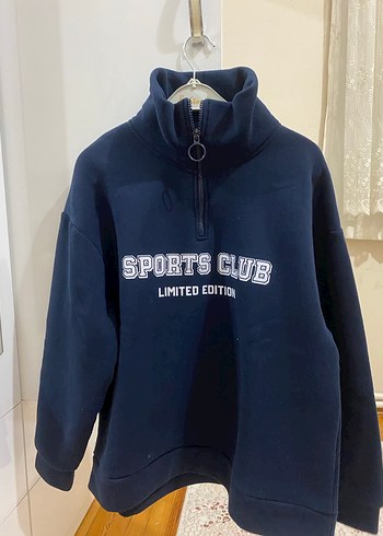 Kadın Lacivert Spor Sweatshirt Yarım Fermuarlı - Görsel 2