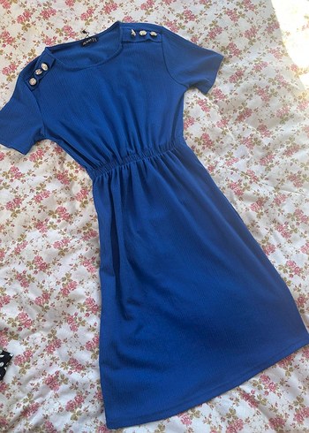 Düğmeli Mavi Vintage  Bluzu - Görsel 2