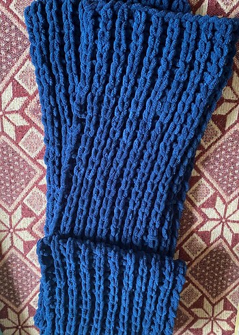 Mavi Örgü Kadın Şal - Görsel 2