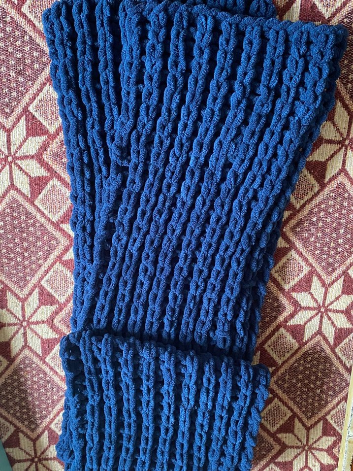 Mavi Örgü Kadın Şal - Görsel 2