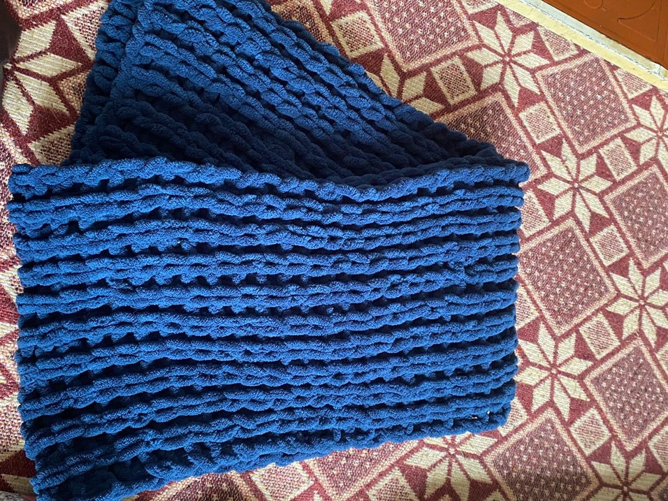 Mavi Örgü Kadın Şal - Görsel 3