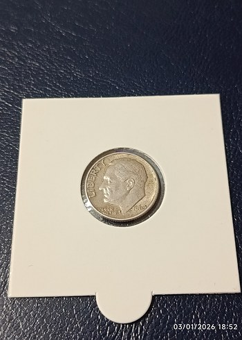 Gümüş 1964 ABD 1 Dime Madeni Para - Görsel 2