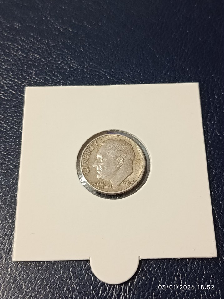 Gümüş 1964 ABD 1 Dime Madeni Para - Görsel 2