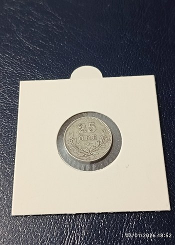 Gümüş 1941 İsveç 25 öre - Görsel 2