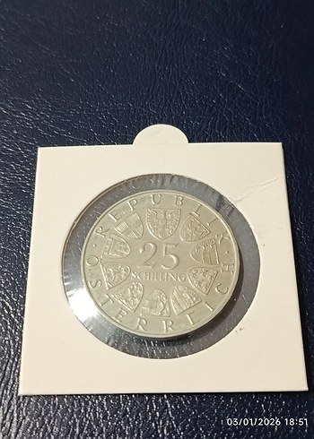 Gümüş Avusturya 25 Schilling Madeni Para - Görsel 2