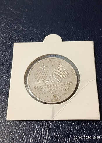 Gümüş 1979 Almanya 5 mark - Görsel 2