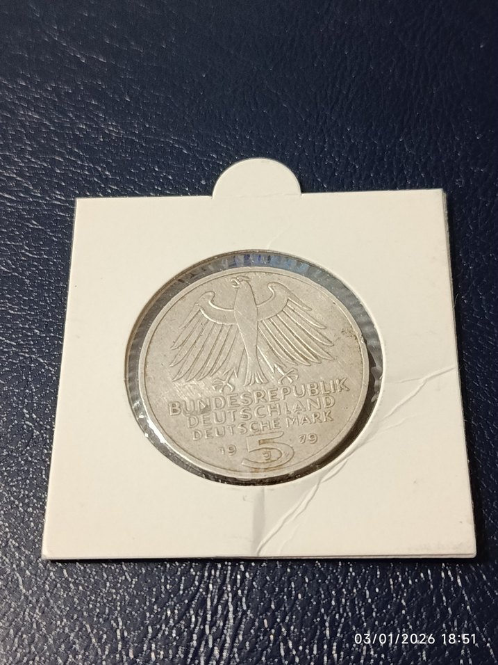 Gümüş 1979 Almanya 5 mark - Görsel 2