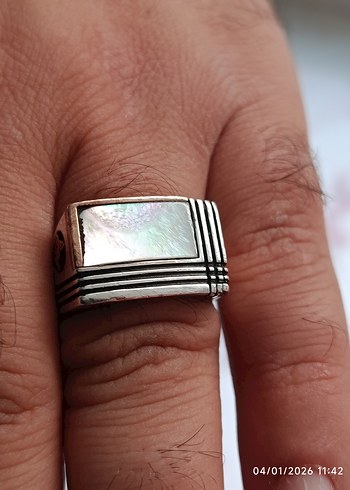 gümüş akik taşlı Erkek Yüzüğü - Görsel 2