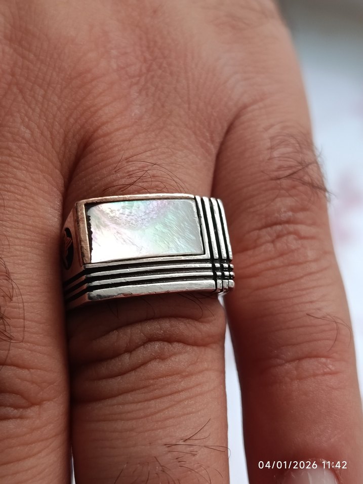 gümüş akik taşlı  Erkek Yüzüğü - Görsel 2