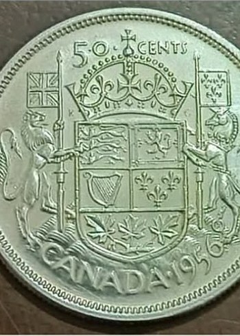 GÜMÜŞ 1956 KANADA 50 Cent - Görsel 2