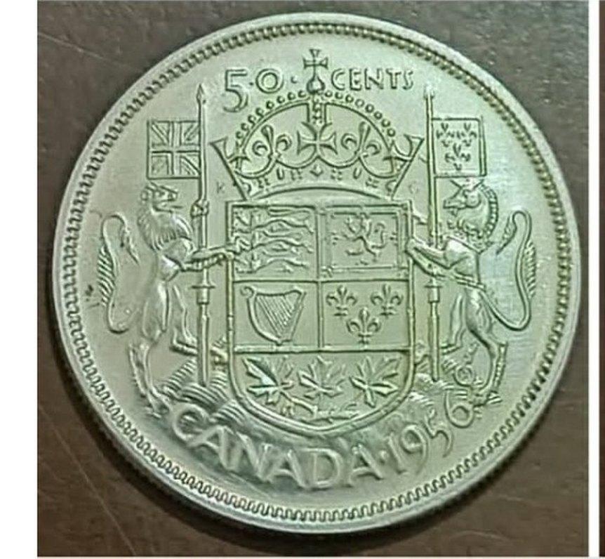 GÜMÜŞ 1956 KANADA 50 Cent - Görsel 2