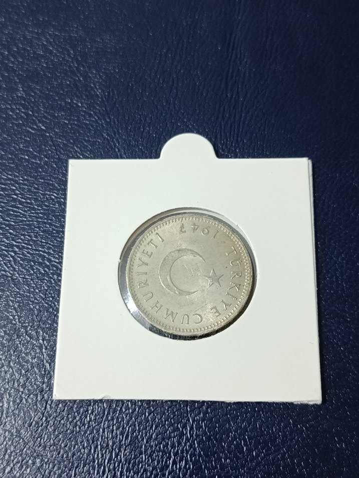 Gümüş 1947 ters basım 1 lira - Görsel 2