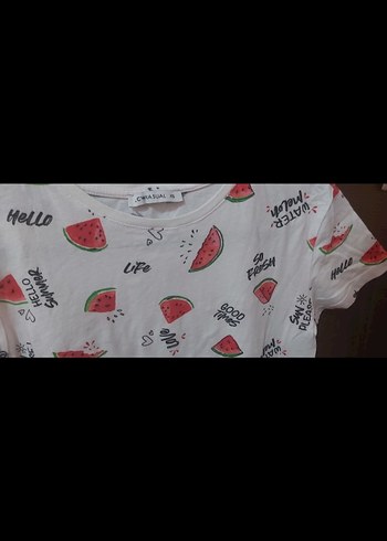 Beyaz Karpuz Desenli Tişört - Görsel 3