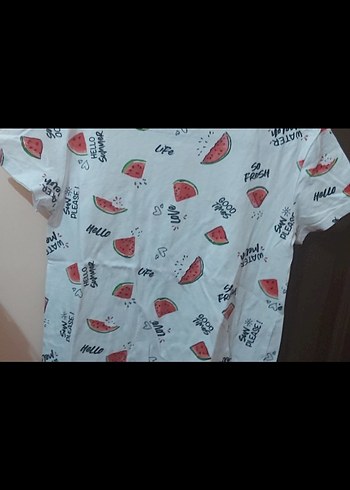 Beyaz Karpuz Desenli Tişört - Görsel 2