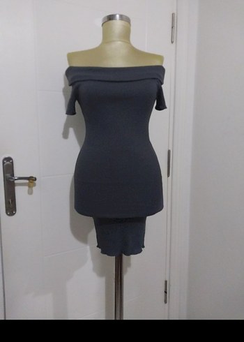 Gri Mini Elbise - Görsel 2